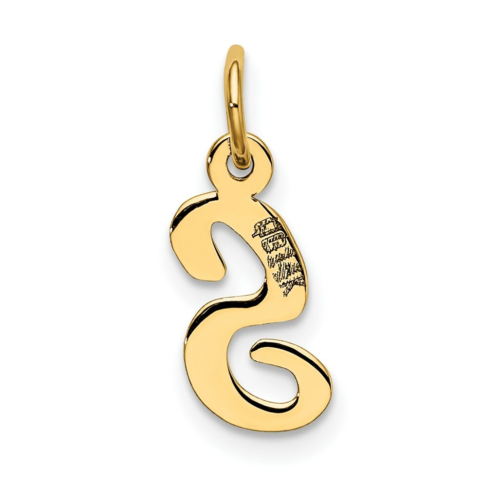14K Yellow Gold Small Script Initial Letter S Charm Pendant