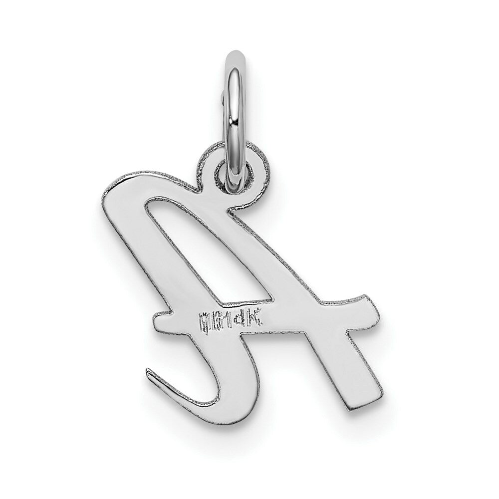 14K White Gold Small Script Letter Initial A Charm Pendant
