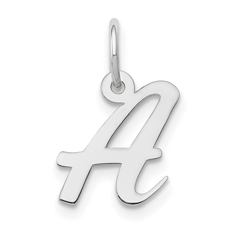14K White Gold Small Script Letter Initial A Charm Pendant