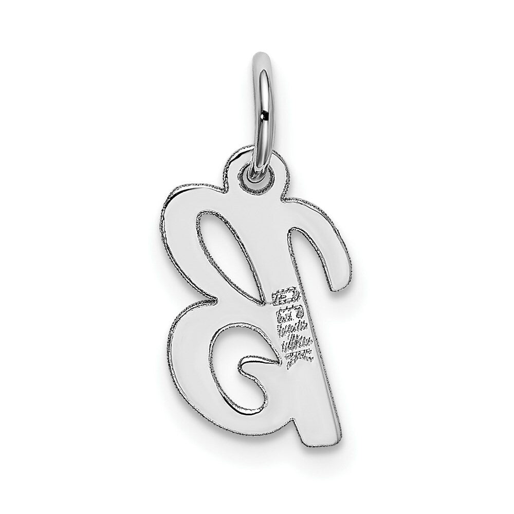 14K White Gold Small Script Initial Letter B Charm Pendant