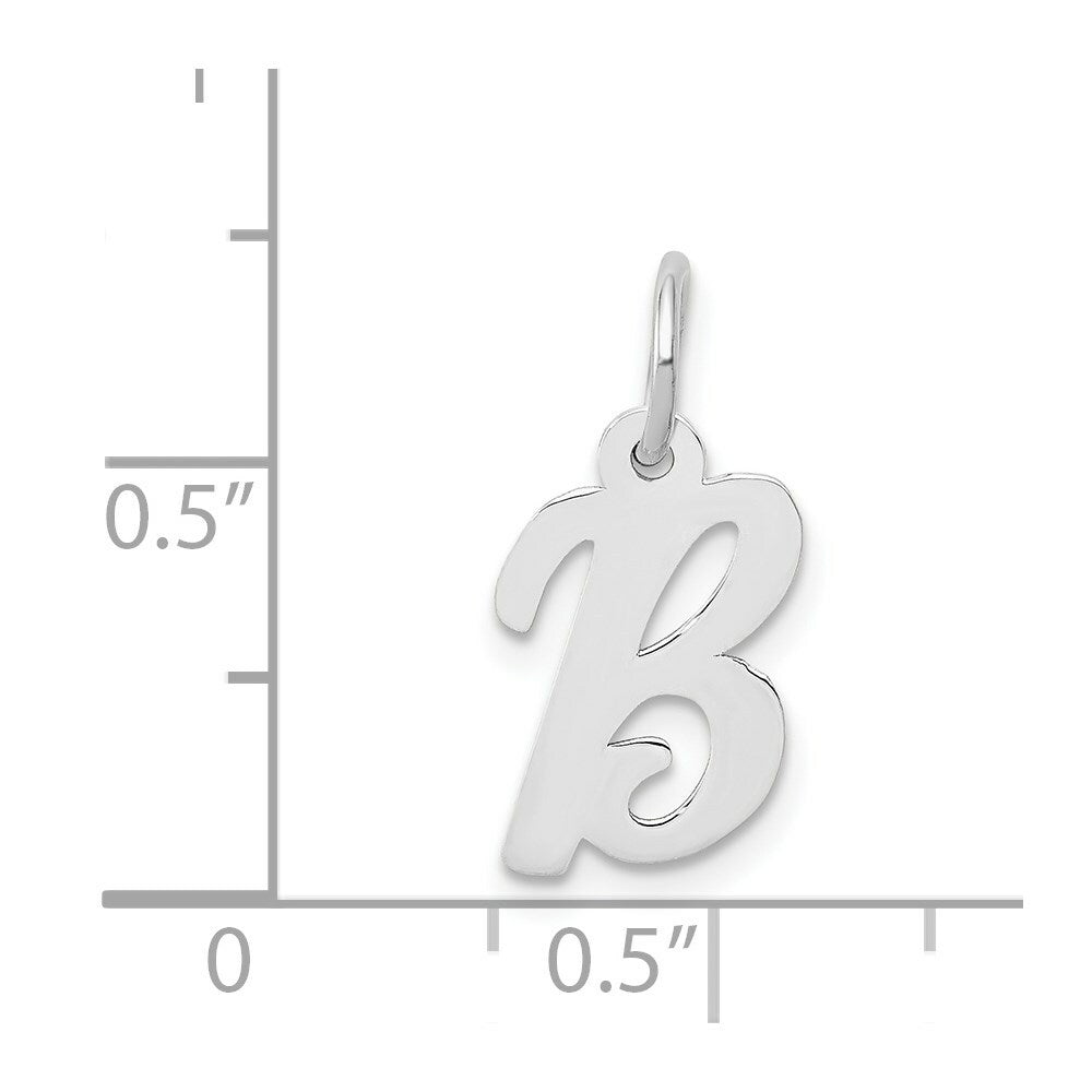 14K White Gold Small Script Initial Letter B Charm Pendant