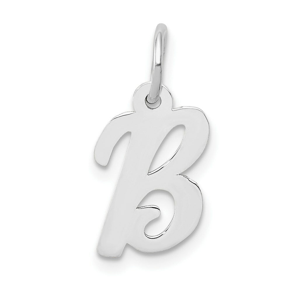 14K White Gold Small Script Initial Letter B Charm Pendant