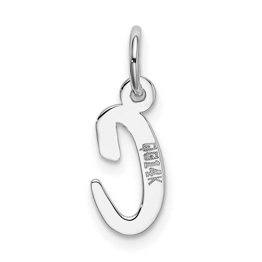 14K White Gold Small Script Initial Letter C Charm Pendant