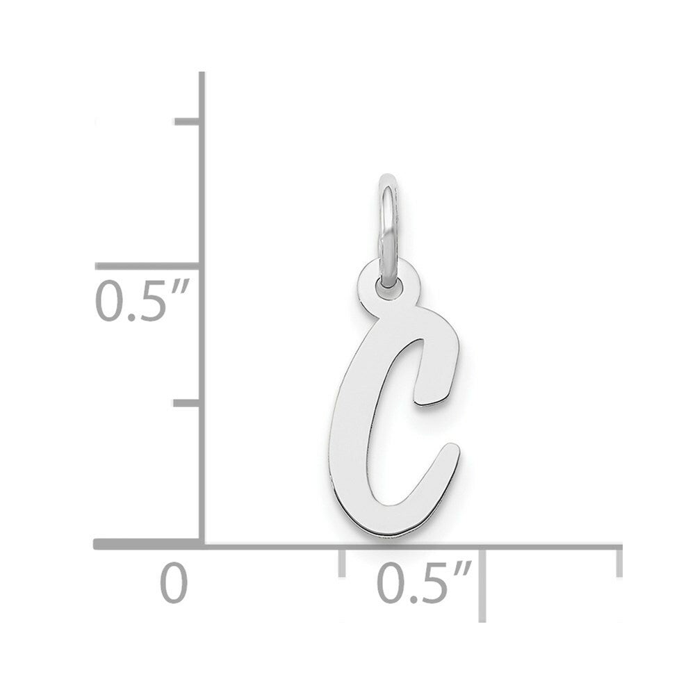 14K White Gold Small Script Initial Letter C Charm Pendant