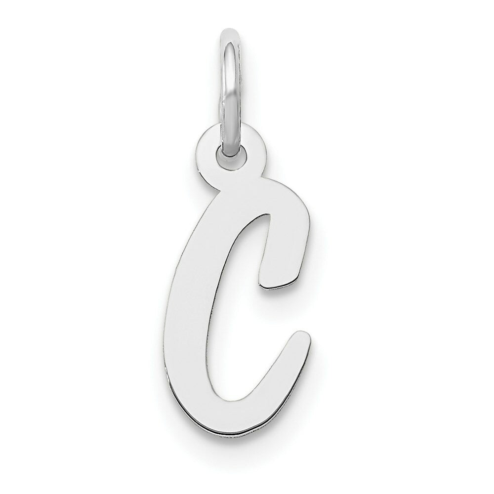 14K White Gold Small Script Initial Letter C Charm Pendant