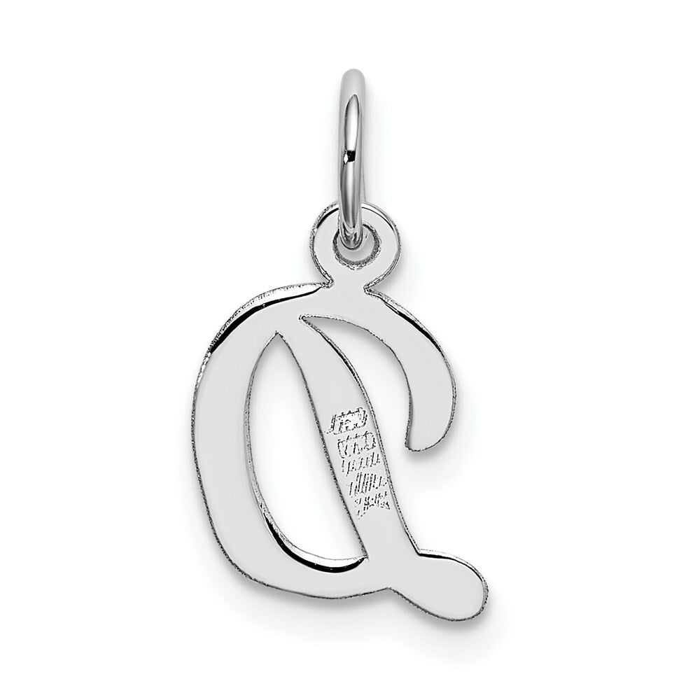 14K White Gold Small Script Initial Letter D Charm Pendant