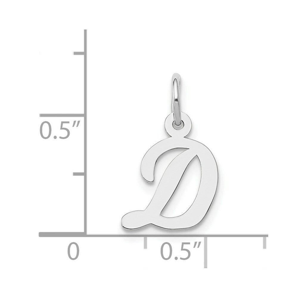 14K White Gold Small Script Initial Letter D Charm Pendant