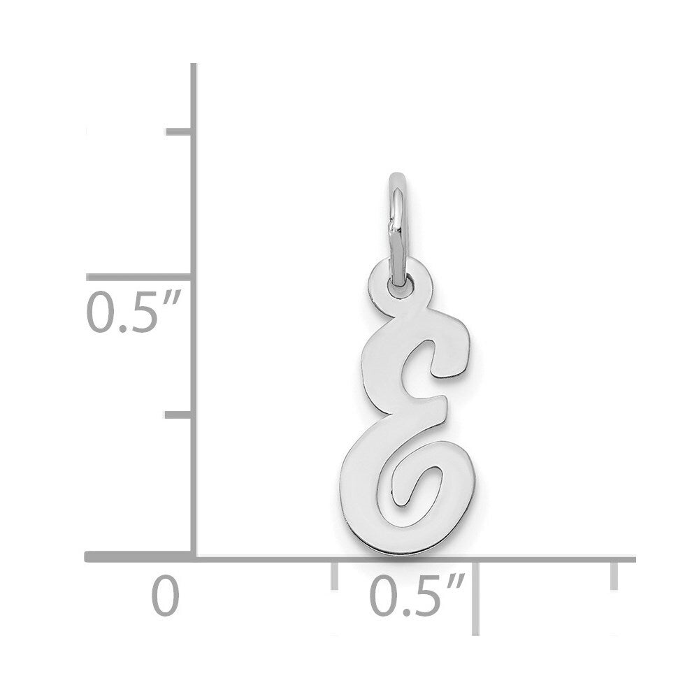 14K White Gold Small Script Initial Letter E Charm Pendant