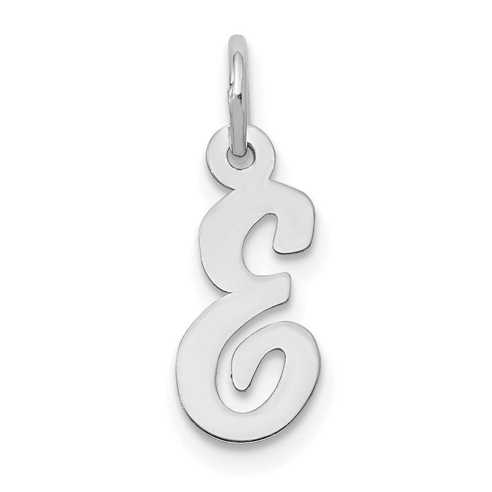 14K White Gold Small Script Initial Letter E Charm Pendant