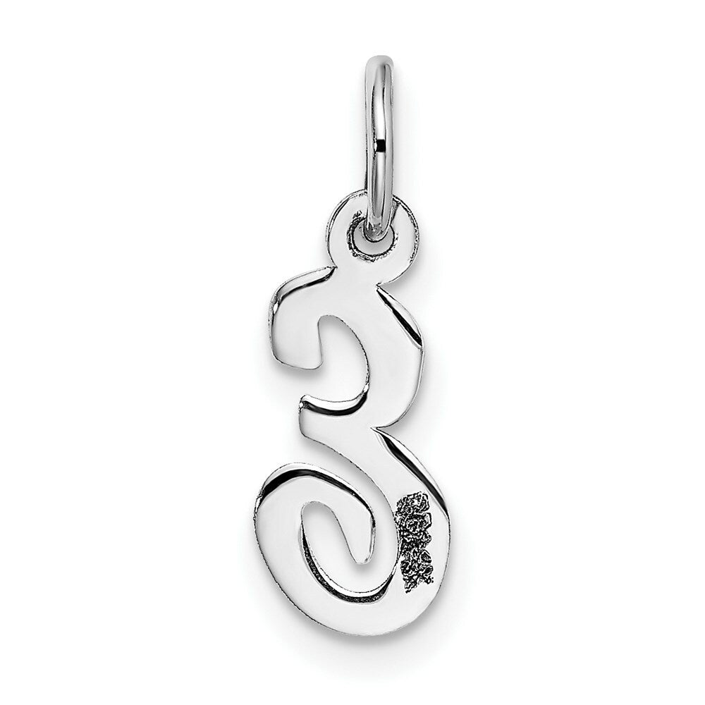 14K White Gold Small Script Initial Letter E Charm Pendant