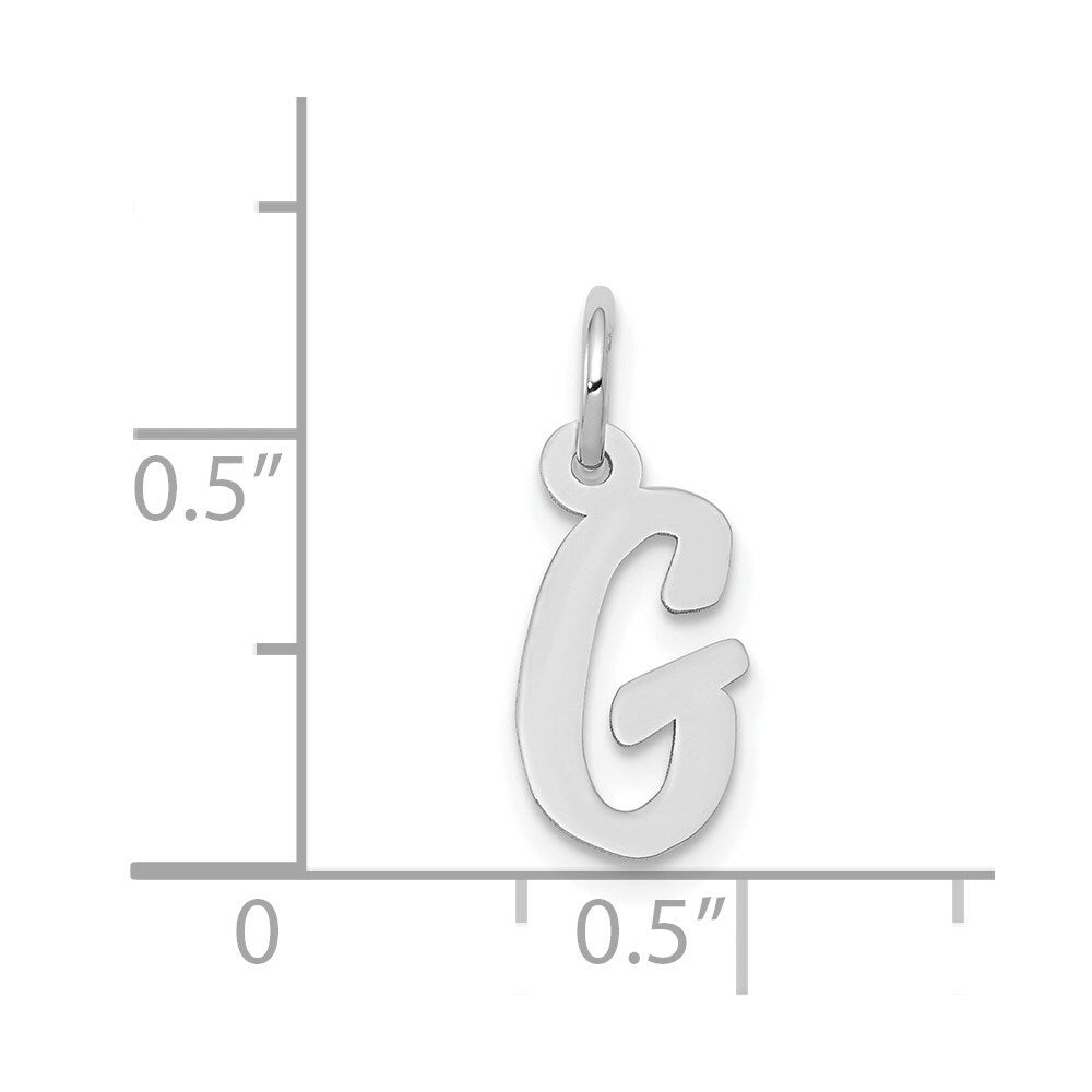 14K White Gold Small Script Initial Letter G Charm Pendant