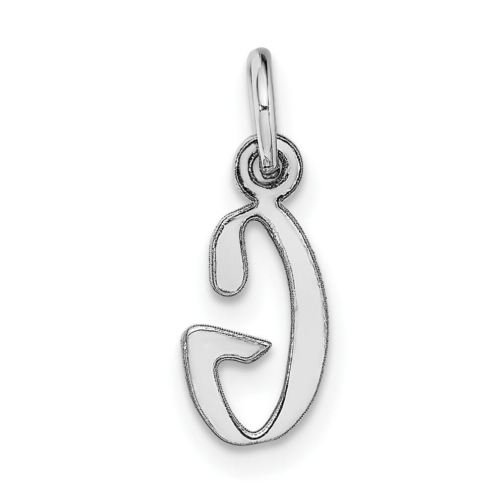 14K White Gold Small Script Initial Letter G Charm Pendant