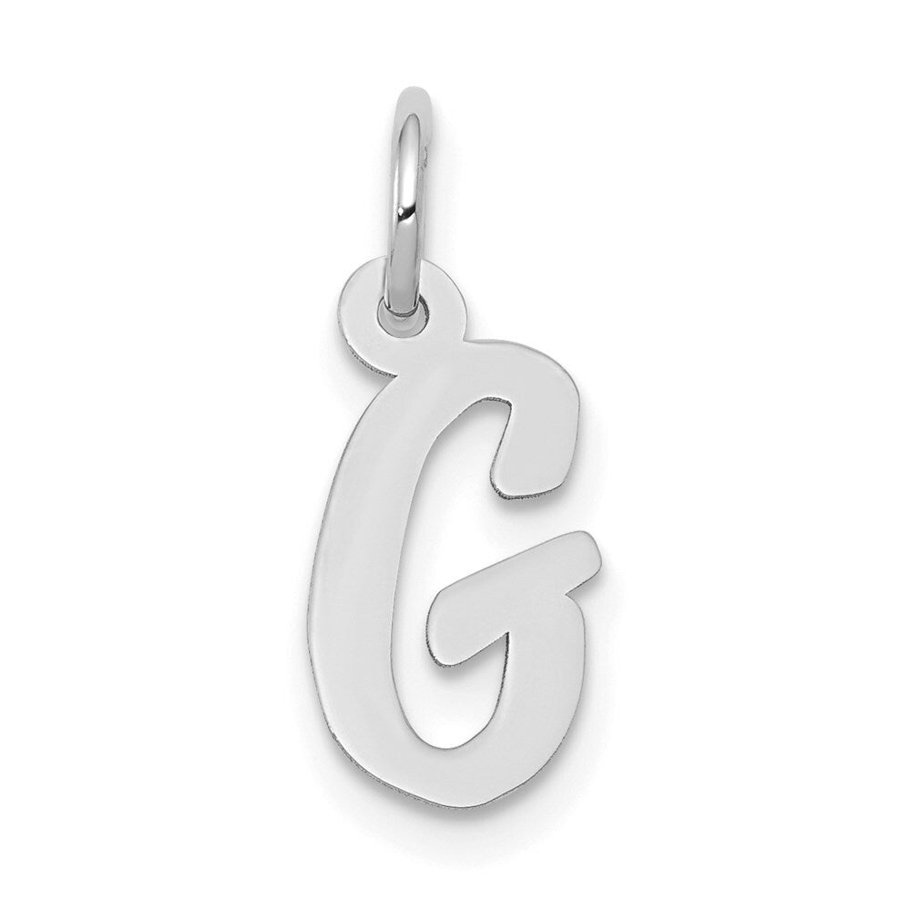 14K White Gold Small Script Initial Letter G Charm Pendant