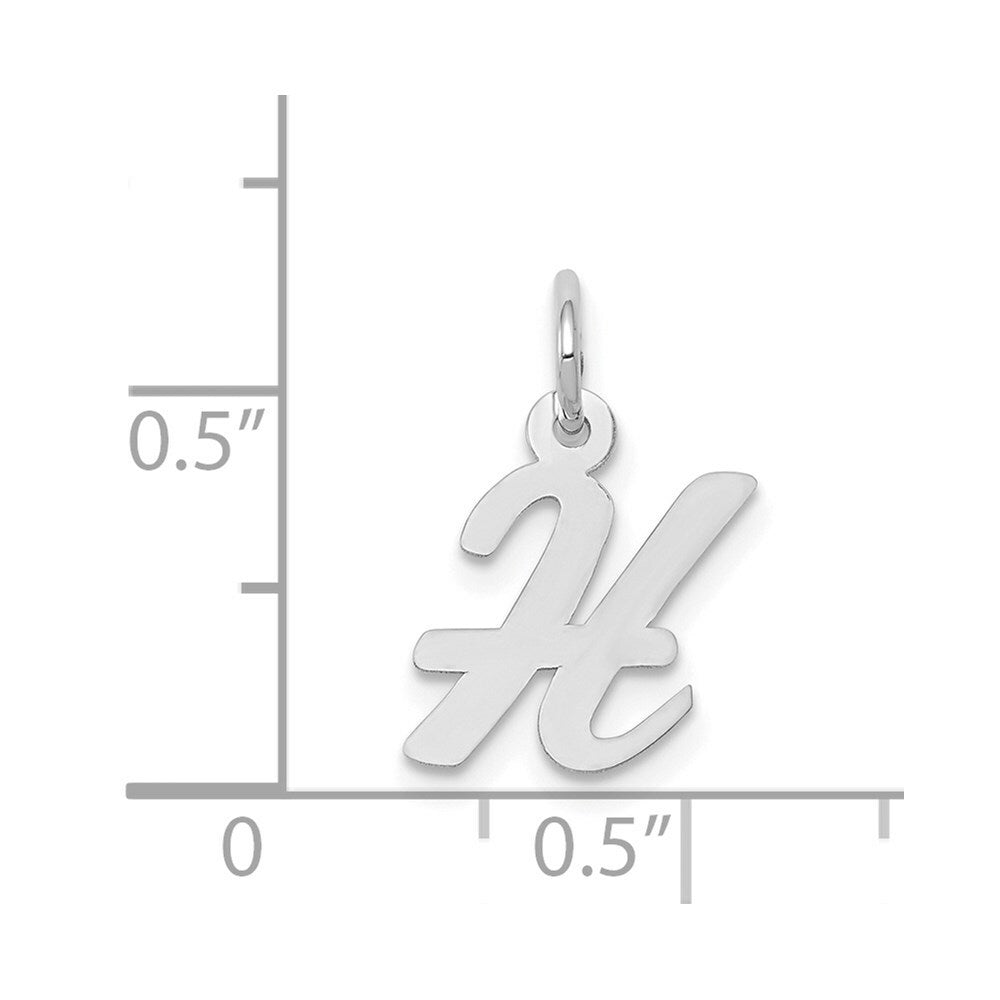 14K White Gold Small Script Initial Letter H Charm Pendant