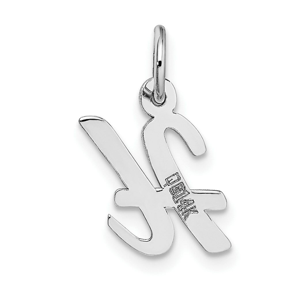 14K White Gold Small Script Initial Letter H Charm Pendant
