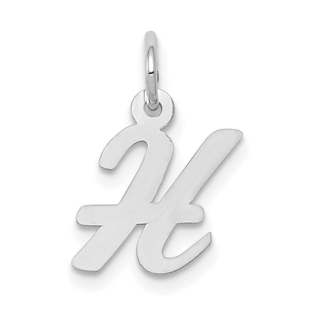 14K White Gold Small Script Initial Letter H Charm Pendant