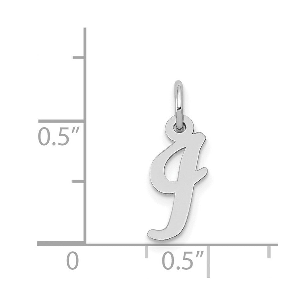 14K White Gold Small Script Initial Letter I Charm Pendant