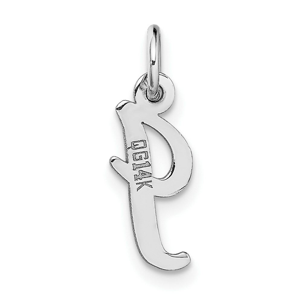 14K White Gold Small Script Initial Letter I Charm Pendant