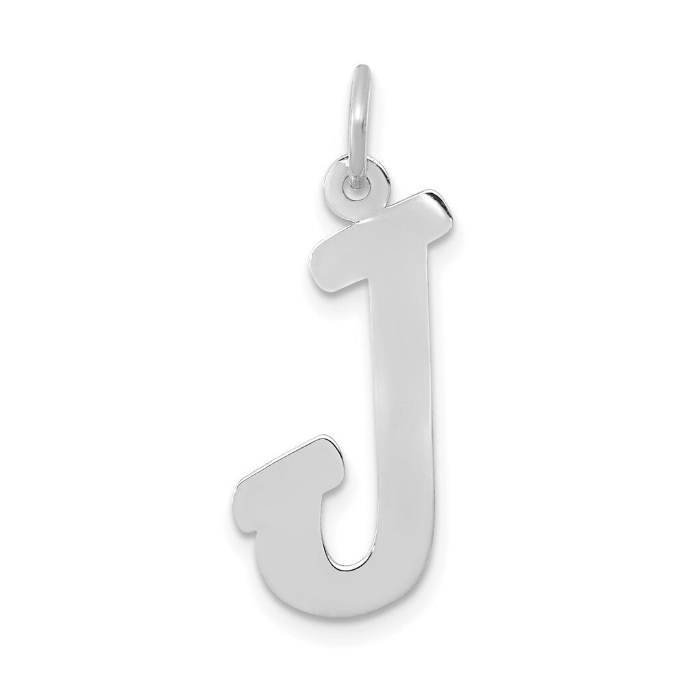 14K White Gold Small Script Initial Letter J Charm Pendant