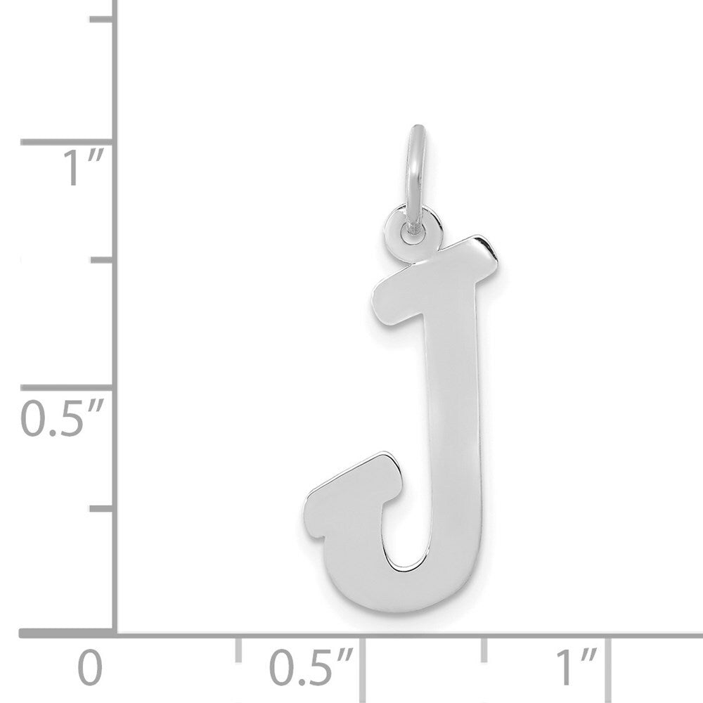 14K White Gold Small Script Initial Letter J Charm Pendant