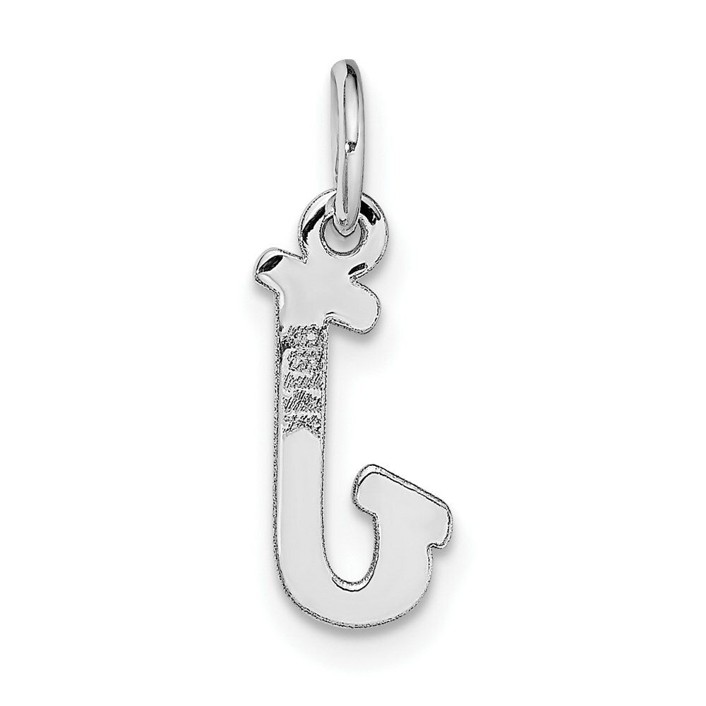 14K White Gold Small Script Initial Letter J Charm Pendant