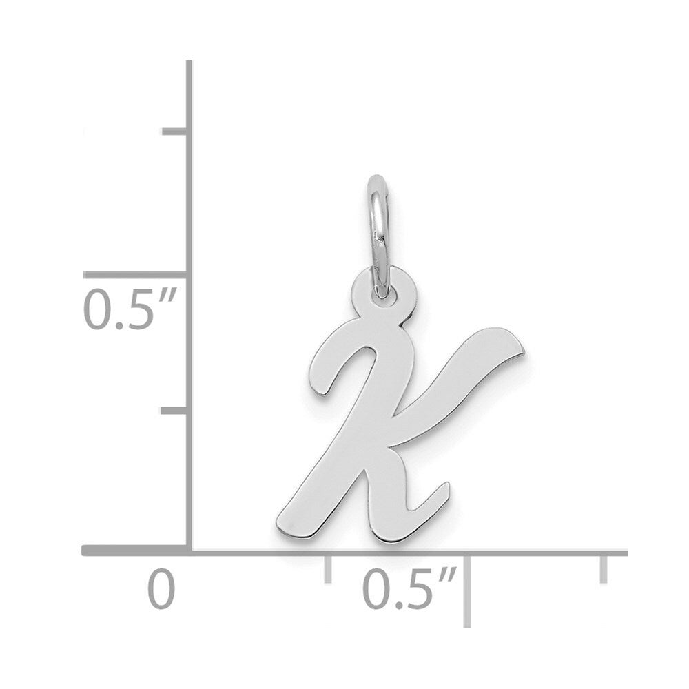 14K White Gold Small Script Initial Letter K Charm Pendant