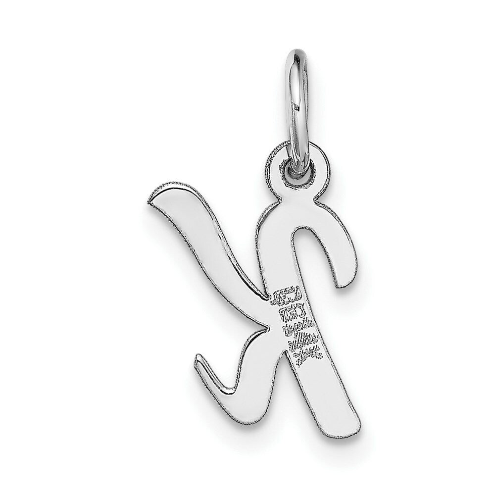 14K White Gold Small Script Initial Letter K Charm Pendant