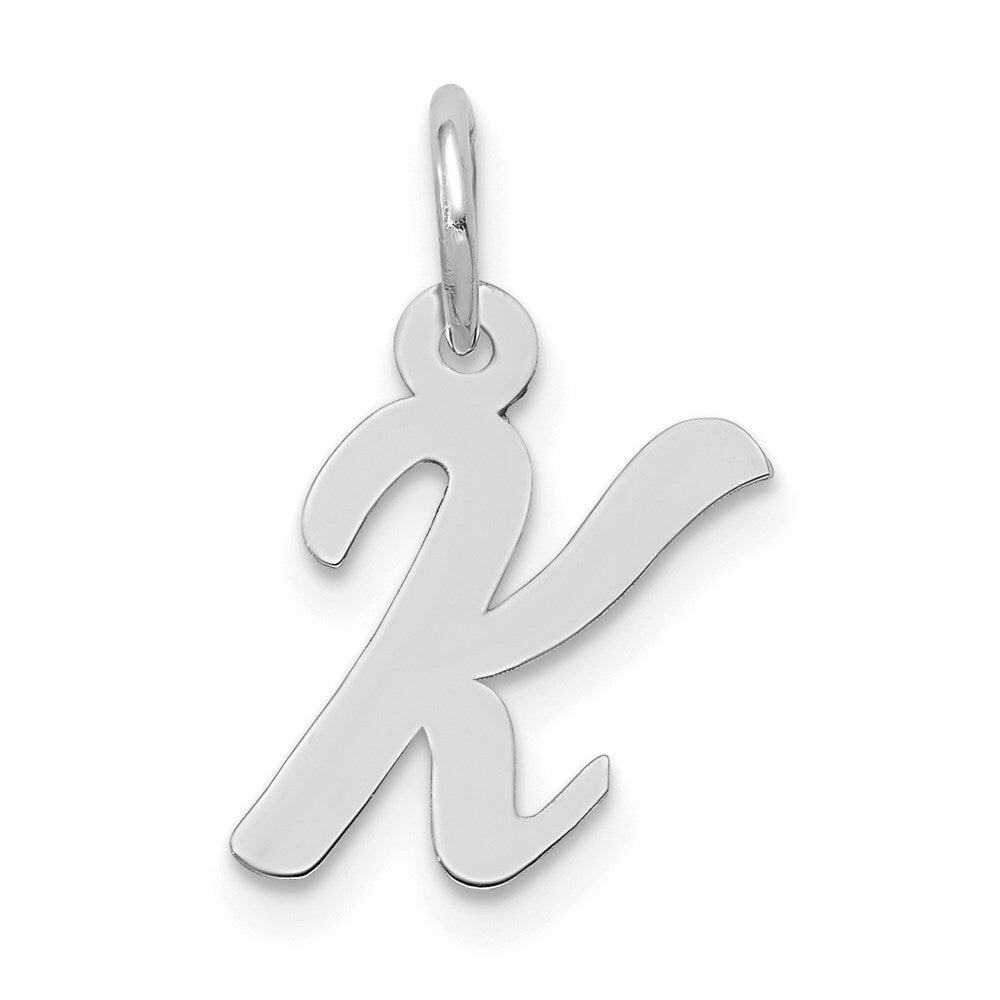 14K White Gold Small Script Initial Letter K Charm Pendant
