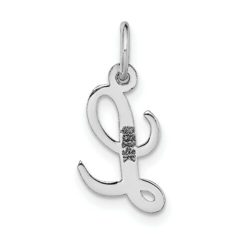 14K White Gold Small Script Letter Initial L Charm Pendant