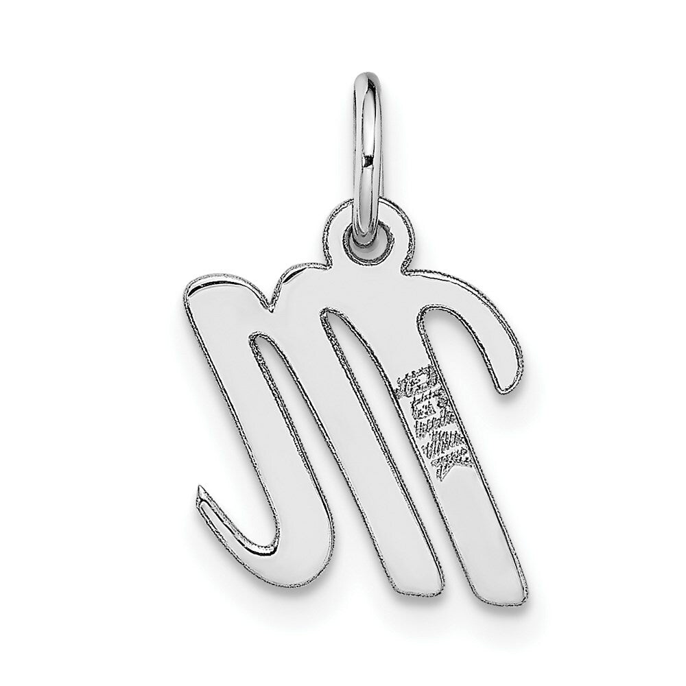 14K White Gold Small Script Initial Letter M Charm Pendant