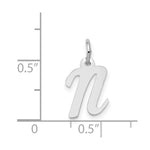 Load image into Gallery viewer, 14K White Gold Small Script Initial Letter N Charm Pendant
