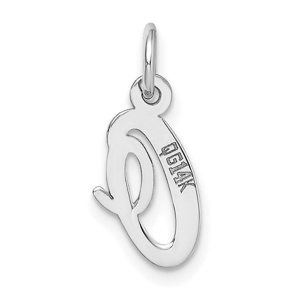 14K White Gold Small Script Initial Letter O Charm Pendant