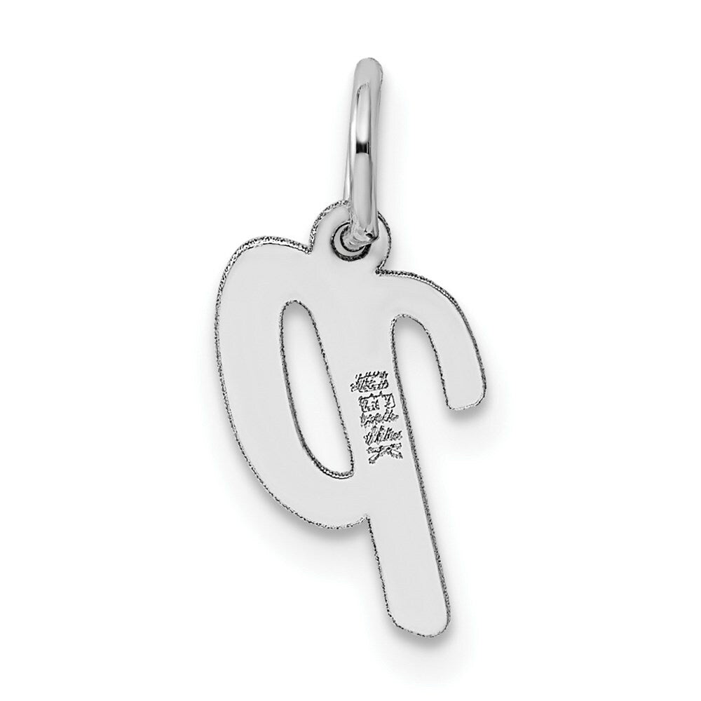 14K White Gold Small Script Initial Letter P Charm Pendant