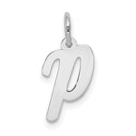Load image into Gallery viewer, 14K White Gold Small Script Initial Letter P Charm Pendant
