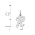 Load image into Gallery viewer, 14K White Gold Small Script Initial Letter R Charm Pendant
