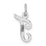 Load image into Gallery viewer, 14K White Gold Small Script Initial Letter T Charm Pendant
