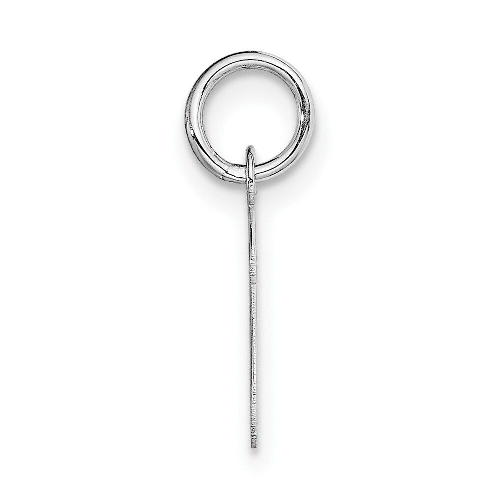 14K White Gold Small Script Initial Letter V Charm Pendant