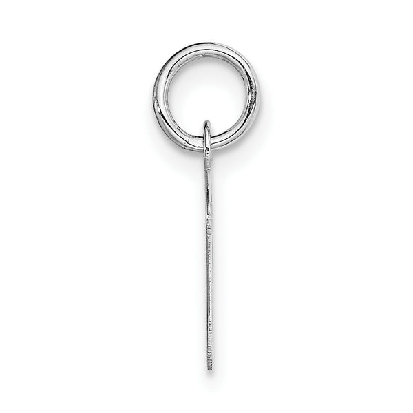 14K White Gold Small Script Initial Letter V Charm Pendant