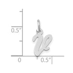 Load image into Gallery viewer, 14K White Gold Small Script Initial Letter V Charm Pendant
