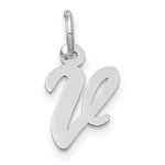 Load image into Gallery viewer, 14K White Gold Small Script Initial Letter V Charm Pendant
