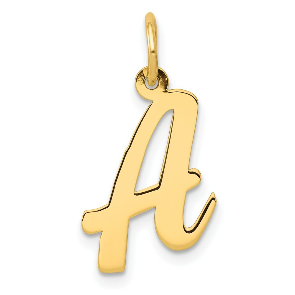 14K Yellow Gold Medium Script Initial Letter A Charm Pendant