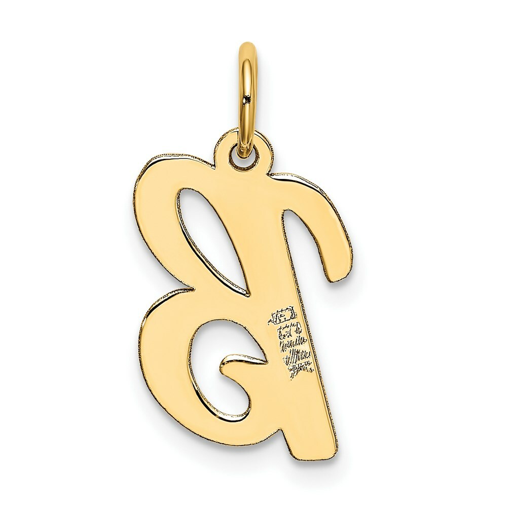 14K Yellow Gold Medium Script Initial Letter B Charm Pendant