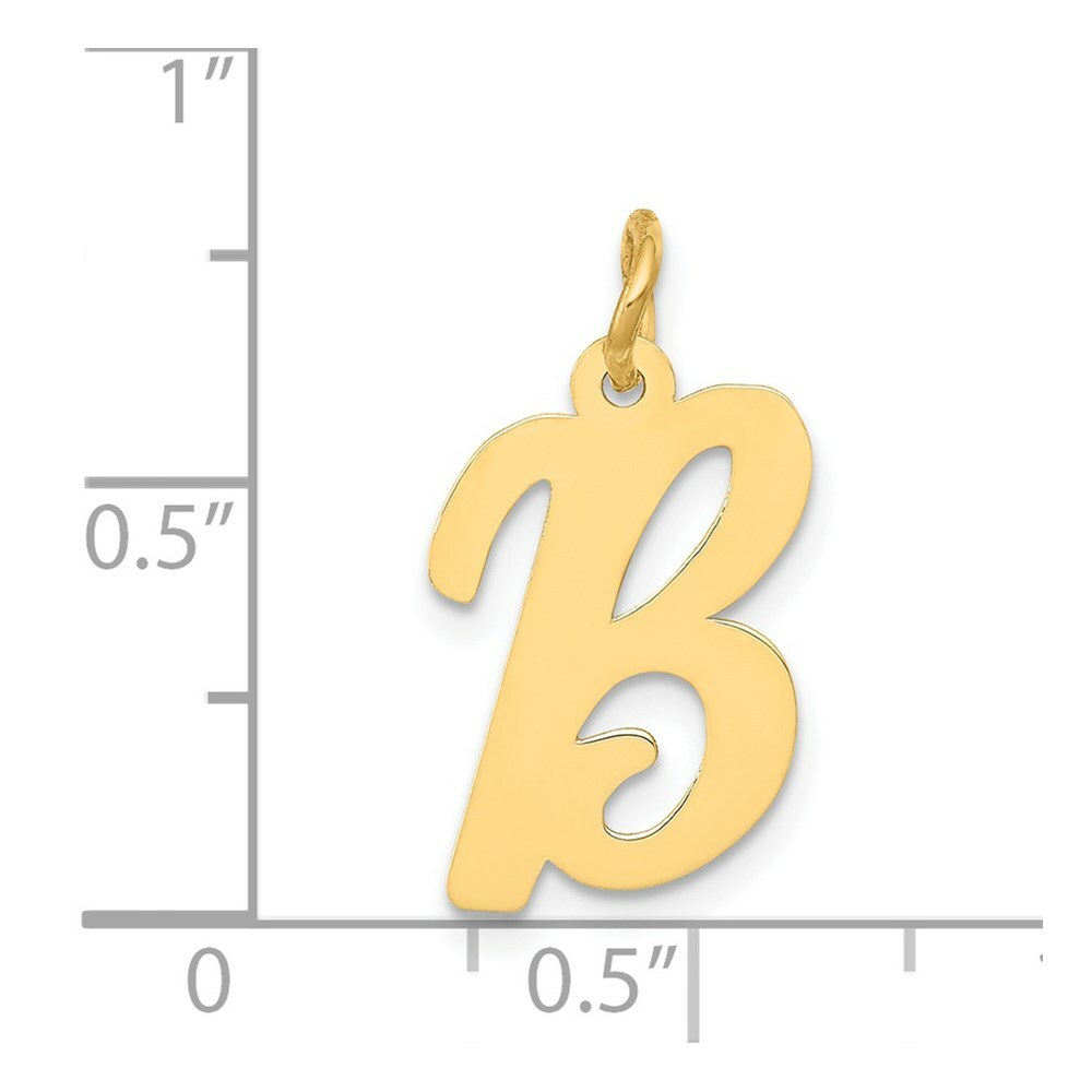 14K Yellow Gold Medium Script Initial Letter B Charm Pendant