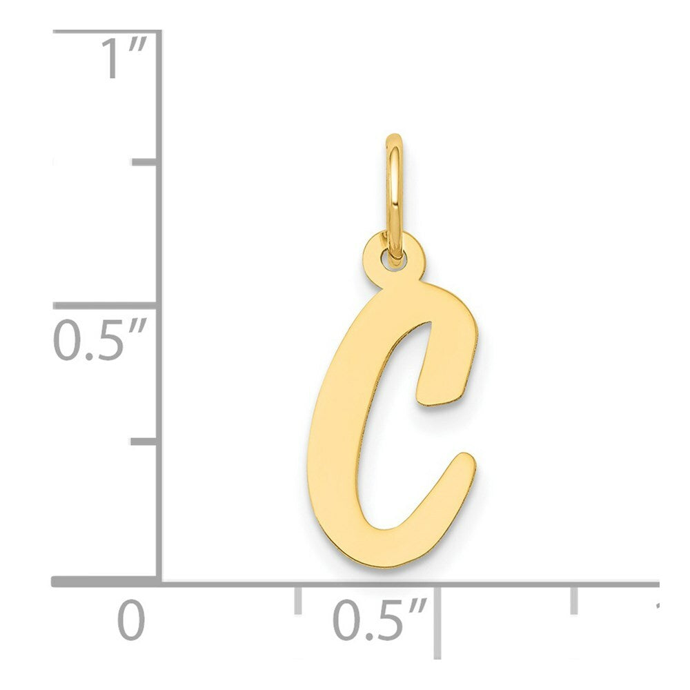 14K Yellow Gold Medium Script Initial Letter C Charm Pendant