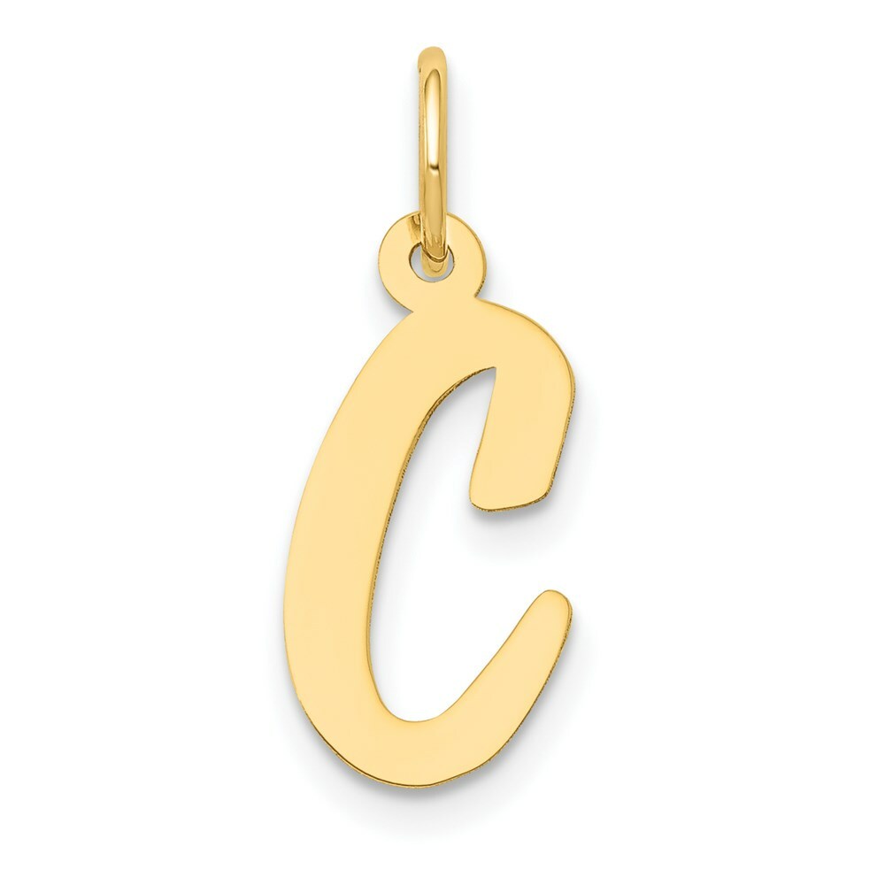 14K Yellow Gold Medium Script Initial Letter C Charm Pendant