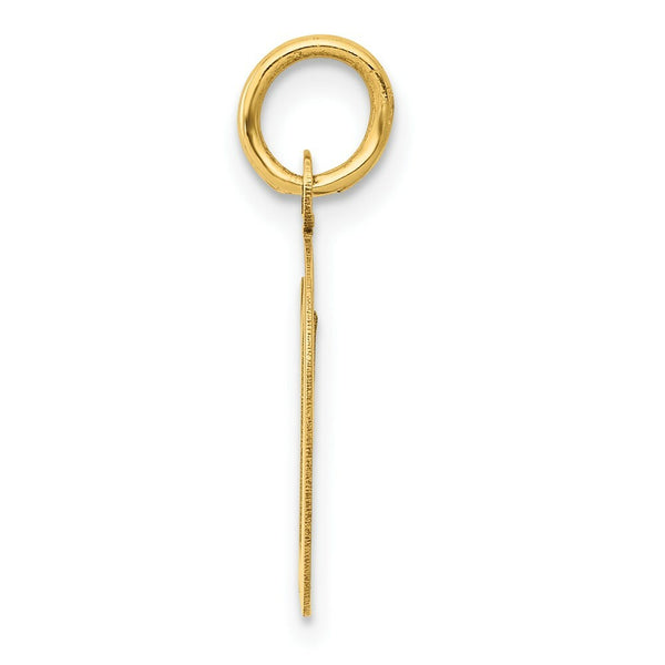 14K Yellow Gold Medium Script Initial Letter D Charm Pendant