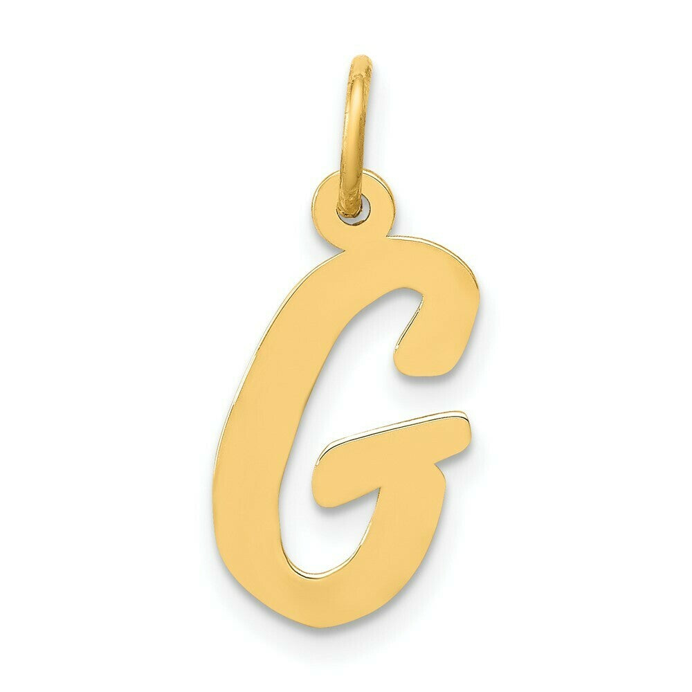 14K Yellow Gold Medium Script Initial Letter G Charm Pendant
