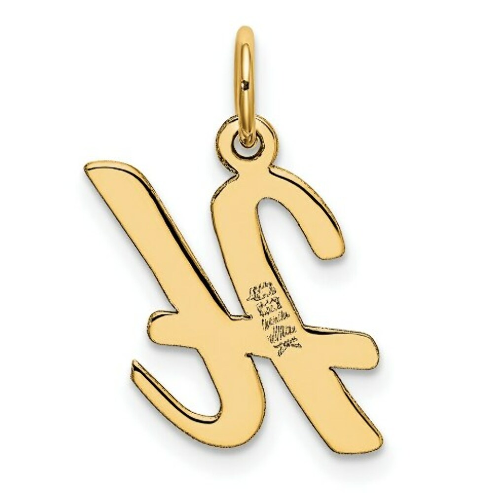 14K Yellow Gold Medium Script Initial Letter H Charm Pendant