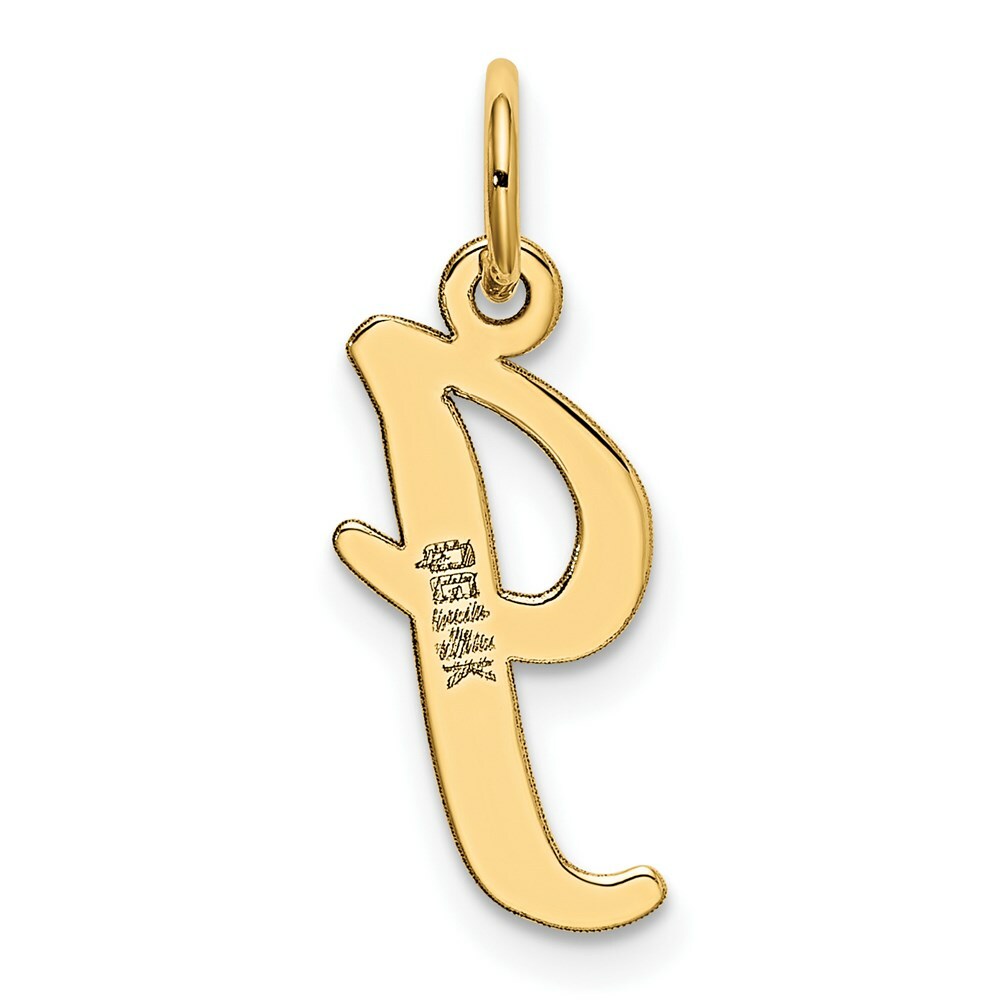 14K Yellow Gold Medium Script Initial Letter I Charm Pendant