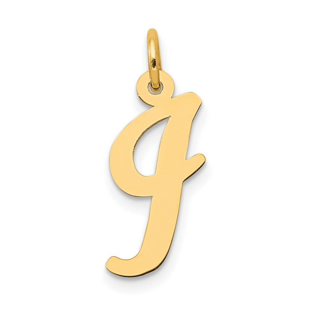 14K Yellow Gold Medium Script Initial Letter I Charm Pendant